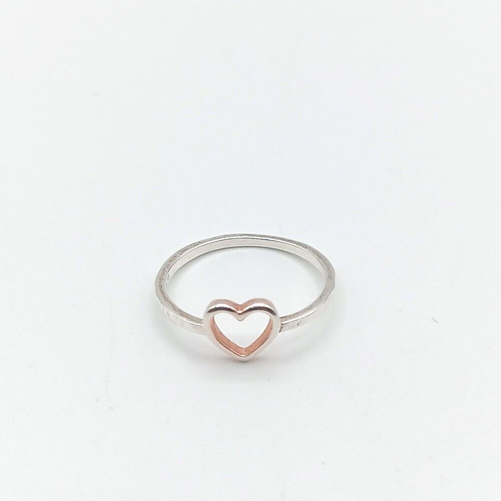 Sterling Silver Hammered Open Heart Ring Size 6 Romantic Pura Vida 925 1.0 g